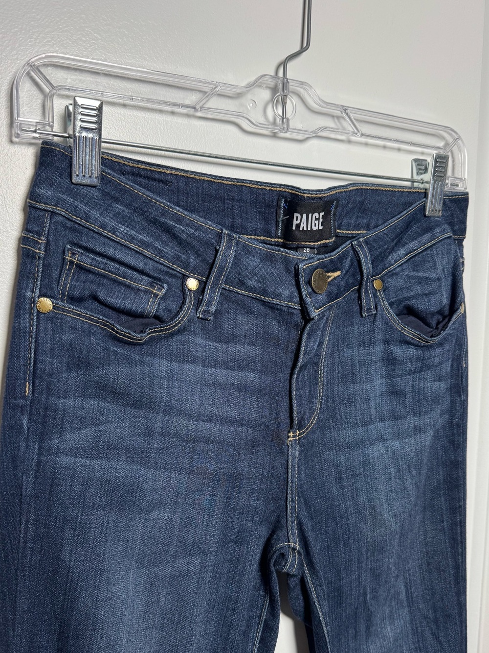 PAIGE Leggy Ultra Skinny Jeans Dark Wash Size 28 Made in USA Stretch Denim
